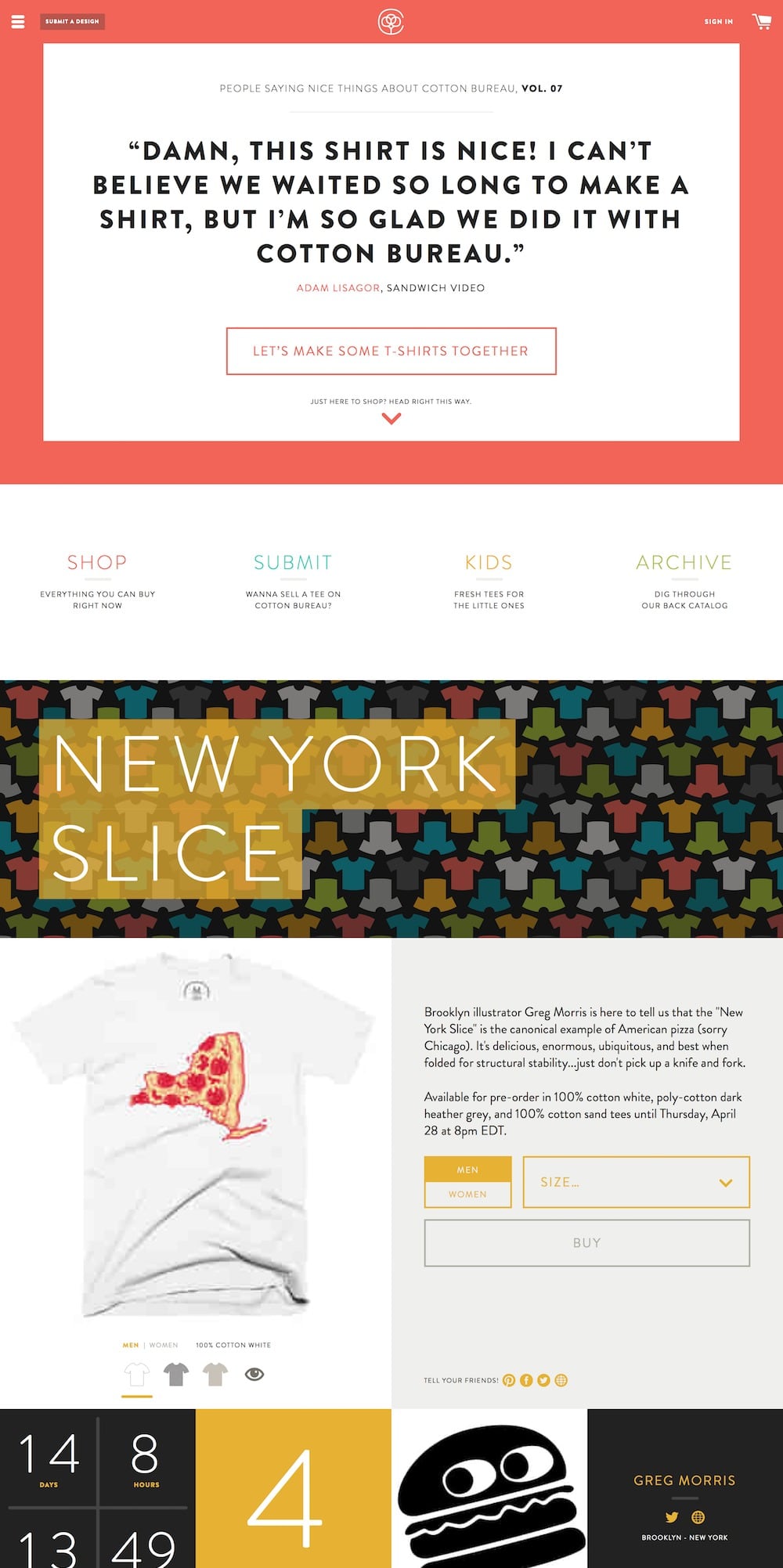 Screenshot of the new Cotton Bureau homepage The new Cotton Bureau 2.0